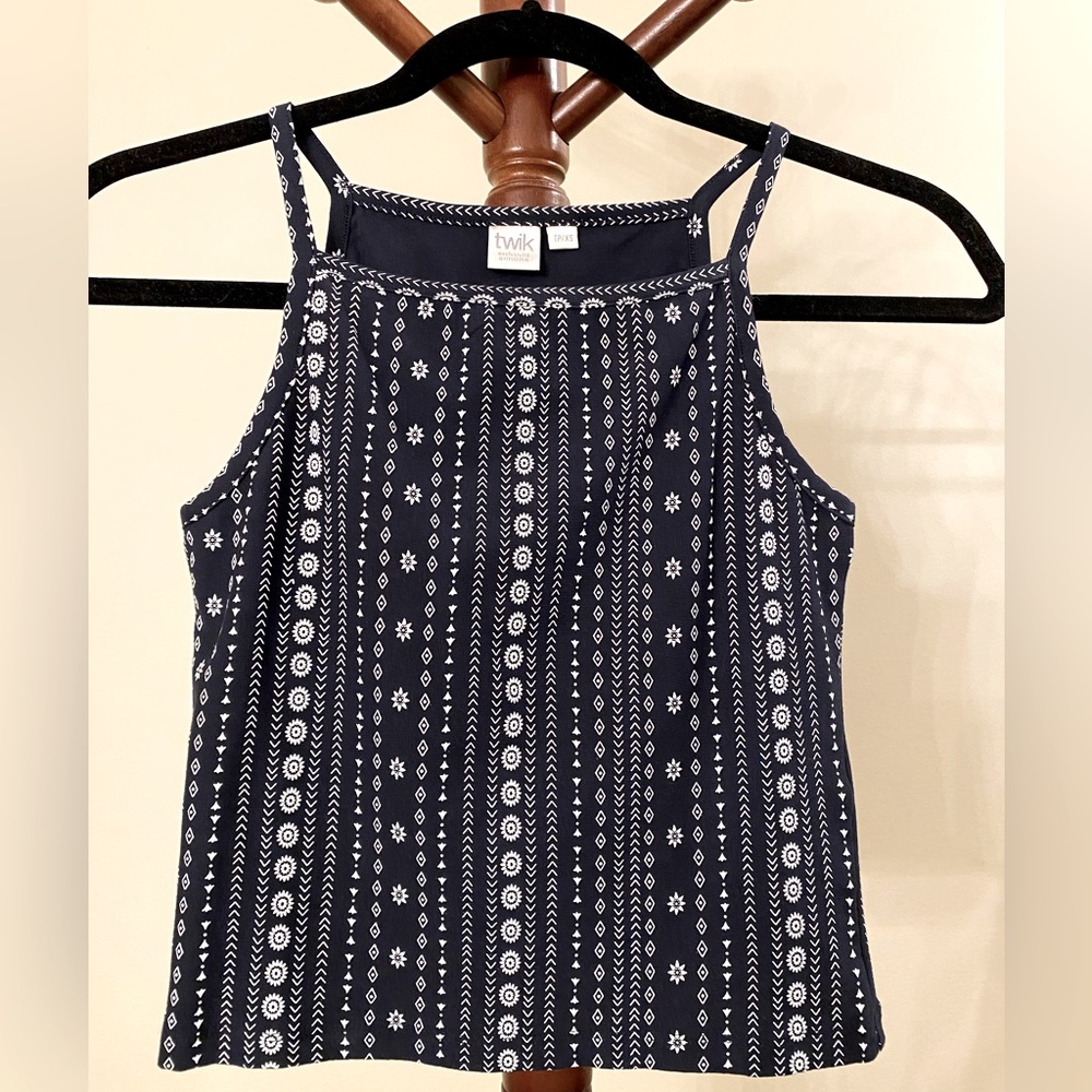 Simons (Twik) Patterned Cami Top - Size XS - Navy/White Pattern